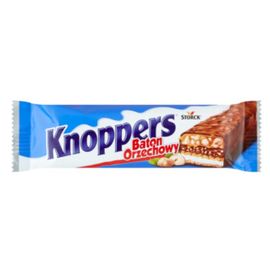 Вафельный батончик KNOPPERS в шоколаде с молочным кремом и орехами, 40 гр