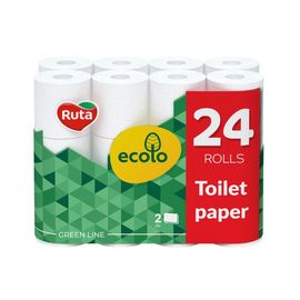 Туалетная бумага ECOLO, 2слоиная, белая, 24 рулонов