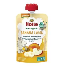 Пюре HOLLE Banana Lama, яблоко, банана, манго, абрикос, 6мес+, 100г
