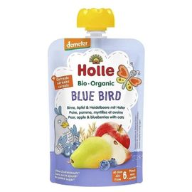 Пюре HOLLE Blue Bird яблоко, груша, черника, овсянка, 6мес+, 100г