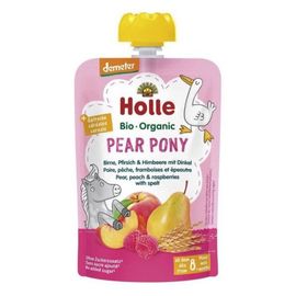 Piure HOLLE Pear Pony pere, piersic, zmeura, spelta, 8luni+, 100g