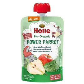 Пюре HOLLE Power Parrot груша, яблоко, шпинат, 6мес+, 100г