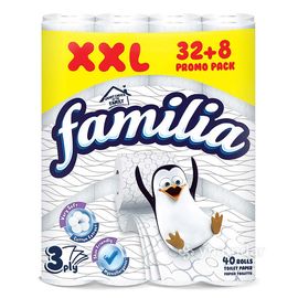 Туалетная бумага FAMILIA Bambu White Plus, 3 слоя, 32+8 шт
