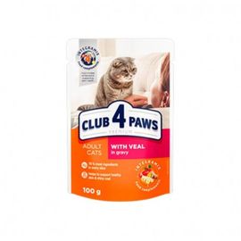 Корм CLUB4PAWS, для кошек, говядина, 100г