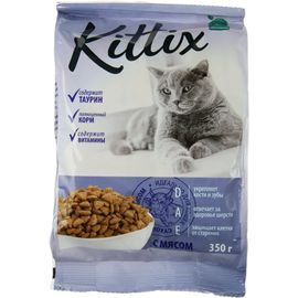 Корм KITTIX для кошек, мясо, сухой, 350г