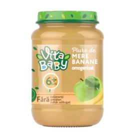 Пюре VITA Baby, яблоко-банан, без сахара, 6+месяцев, 180г