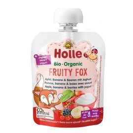 Пюре HOLLE Fox, с йогуртом, яблоко, банан, ягоды, 8 мес+, 85г