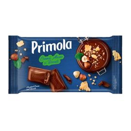Ciocolata PRIMOLA, cu crema de alune si biscuiti, 91g
