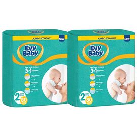 Набор подгузников для детей EVY BABY №2 Jumbo MINI 3-6 кг, 80 шт.*2
