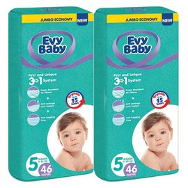 Набор подгузников для детей EVY BABY №5 Jumbo JUNIOR 11-25 кг, 46 шт.*2