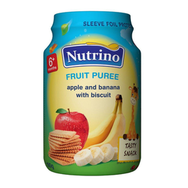 Пюре NUTRINO, яблоко, банан и печенье, от 6 месяцев, 190 г