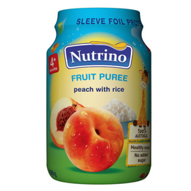 Пюре NUTRINO, персик и рис, от 4 месяцев, 190 г