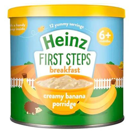 Terci HEINZ First Steps, cereale, lapte si banane, 6+ luni, 240 g