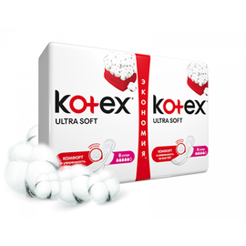 Прокладки гигиенические KOTEX Ultra Soft Super Duo, 5 капли, 16 шт