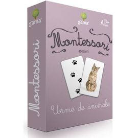 Carti de joc Montessori. Urme de animale. Asocieri