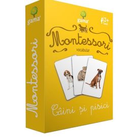 Carti de joc Montessori. Caini si pisici. Vocabular