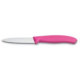 Нож VICTORINOX Swiss Classic, paring, 8cm, wavy, pointer tip, pink, 6.7636.115