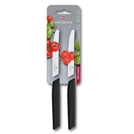 Набор ножей VICTORINOX Swiss Modern, tomato & table, 2pcs, wavy, black, blister, 11см, 6.9003.11WB