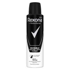 Antiperspirant-spray REXONA Deo Invisible, alb-negru, pentru barbati, 150 ml