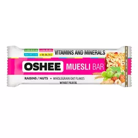 OSHEE Batonas muesli Vitamine+Minerale Stafide Alune 40g
