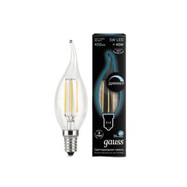 Лампа LED GAUSS Filament Candle Dimmable C37, 5W/E14/4100K/450lm/IP20/1/10/50