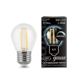 Лампа LED GAUSS Filament Candle Dimmable 5W/E14/4100K/420lm/IP20/1/10/50