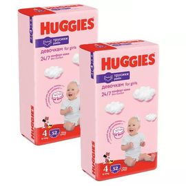 Набор трусиков для детей HUGGIES №4, для девочек, 9-14 кг, 52 шт.*2