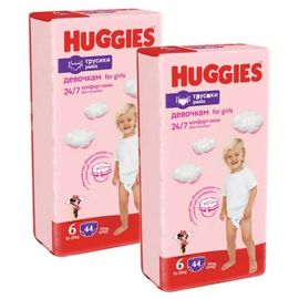 Набор трусиков для детей HUGGIES №6, для девочек, 15-25 кг, 44 шт.*2