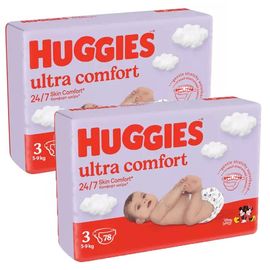 Набор подгузников для детей HUGGIES Ultra Comfort Mega №3, унисекс, 4-9 кг, 78 шт.*2