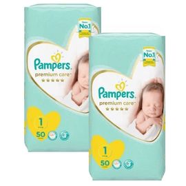 Set scutece pentru copii PAMPERS Premium Care New Baby № 1, 2-5 kg, 50 buc.*2