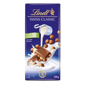 Ciocolata LINDT Swiss Classic, cu lapte si alune, 100 g