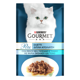 Hrana umeda pentru pisici Gourmet Perle Duo, cu peste de ocean si ton, 85 g