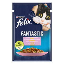 Hrana umeda pentru pisici Felix Fantastic, cu pastrav și fasole verde in jeleu, 85 g