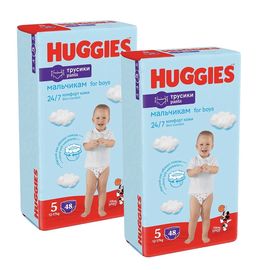 Набор трусиков для детей HUGGIES №5, для мальчиков, 12-17 кг, 48 шт.*2