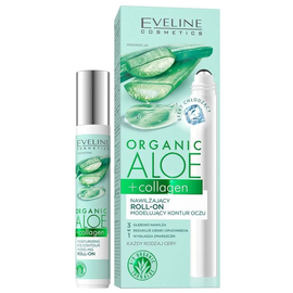 Gel pentru ochi EVELINE Organic Aloe+Collagen, cu rolic, hidratant, 15 ml
