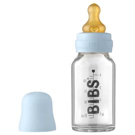 Бутылочка BIBS Baby Blue, стеклянная, антиколиковая, с латексной соской 0+ мес., 110 мл
