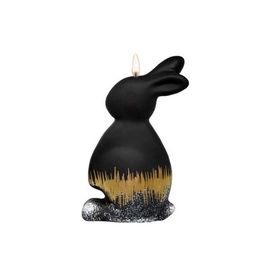 Lumanare decorativa Bunny LM00526, Metalic, Negru-Auriu, 19 cm