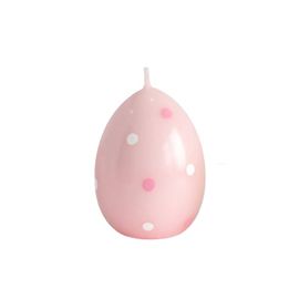 Декоративная свеча в форме яйца DS05963, В горошек, розовая