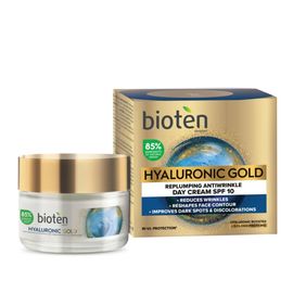 Crema de zi BIOTEN Hyaluronic Gold, SPF 10, anti-imbatranire, 50 ml