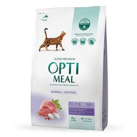 Hrana pentru pisici OPTIMEAL Adult Hairball Control Duck, uscata, 4 kg