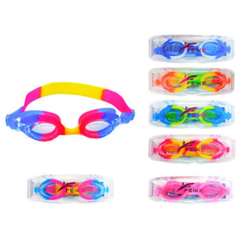 Детские очки для плавания FEIKE, неон, в футляре