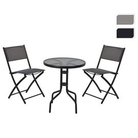 ​Set de mobilier ProGarden, masă 1 buc, scaun 2 buc, gri