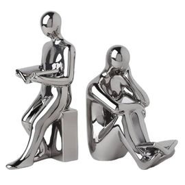 Figurina "Cititori", argintii, 30 cm, 2 buc