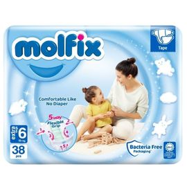 Scutece pentru copii MOLFIX №6 3D Extra Large, 15+kg, 38 buc