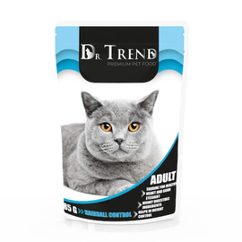 Hrana umeda DR.TREND, pentru pisici adulte, hairball control, 85 g