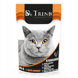 Влажный корм DR.TREND, для стерилизованных кошек, с курицей, 85 г