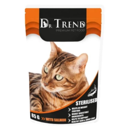 Hrana umeda DR.TREND, pentru pisici sterilizate, cu somon, 85 g