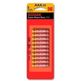 Батарейки KODAK, R3 AAA, цинковые, 10 шт