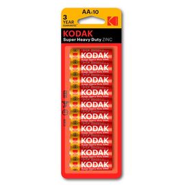 Батарейки KODAK, R6 AA, цинковые, 10 шт