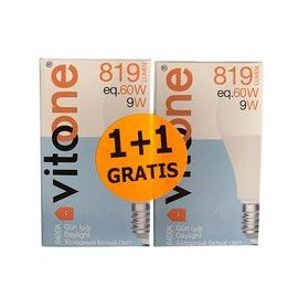 Набор ламп LED VITOONE BASIS, A60, 9W, E27, 4000K, нейтральный свет, (1+1 в подарок)